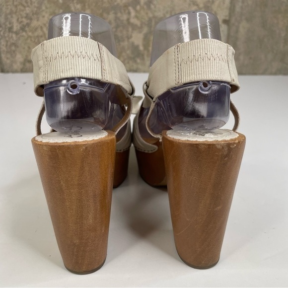Anthropologie Miss Albright Leather Bow Wooden Heel Sandals Size 9.5 - Picture 6 of 10